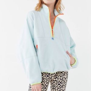 Urban Outfitters Ethan Fleece Half Zip Popover Jacket In Light Blue. NWOT! Sz S